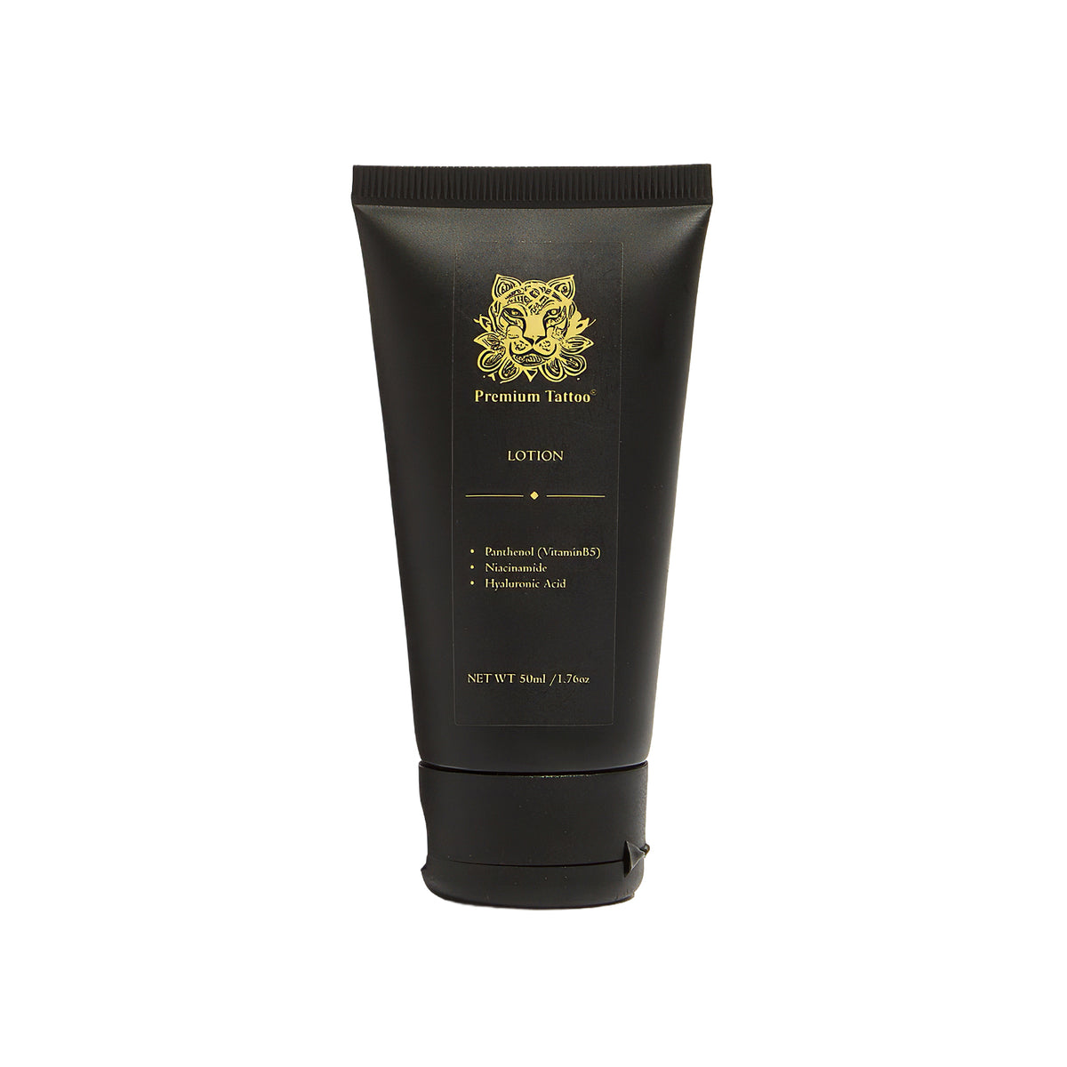 Premium Tattoo Aftercare Lotion 50ml bottle — Ceramide Complex and Niacinamide tattoo moisturiser for long-term colour clarity