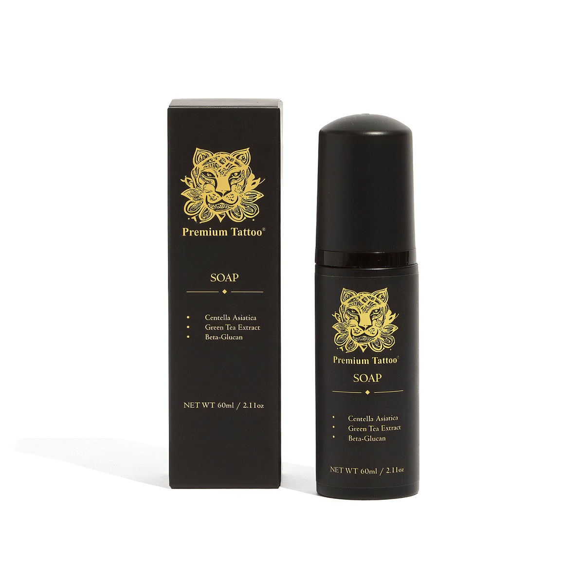 Premium Tattoo Aftercare Foam Soap 60ml bottle — gentle K-beauty tattoo cleanser with Ceramide Complex and Centella Asiatica